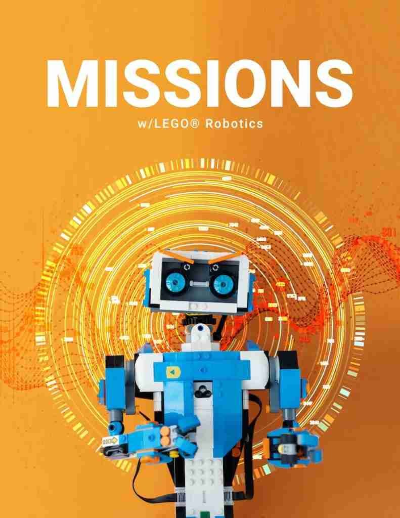 LEGO Robot in front of a beautiful data pattern